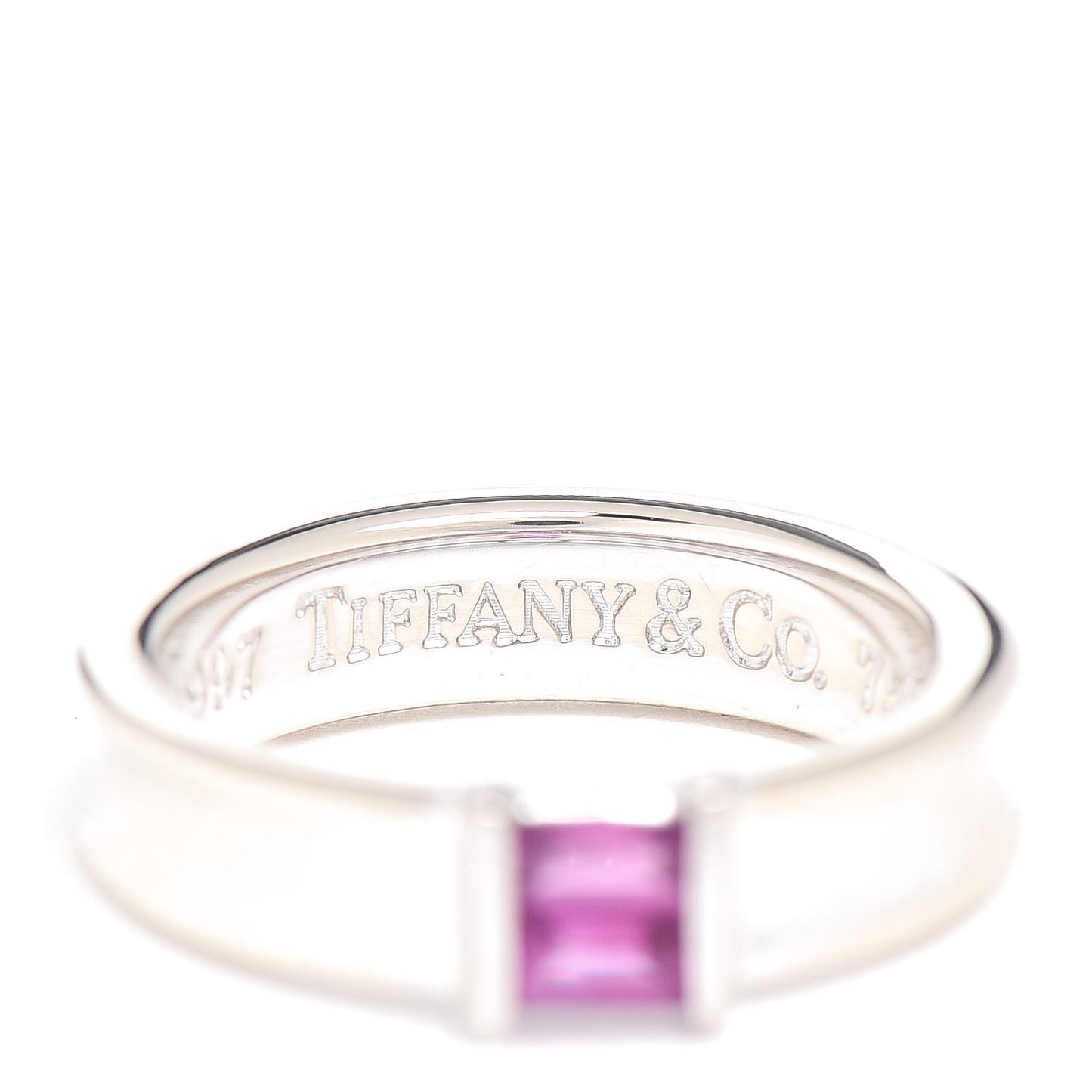 18K White Gold Pink Sapphire Stacking Ring 49 4.75