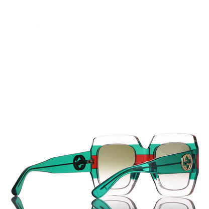 Gucci Square Web Frame GG0178S Sunglasses Green Red 4 of 8