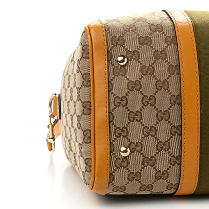 Gucci Monogram Selleria Calfskin Vintage Web Medium Boston Beige Ebony Yellow 8 of 14