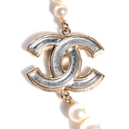 Chanel Resin Graduated Pearl CC Long Necklace Light Gold 3 of 6