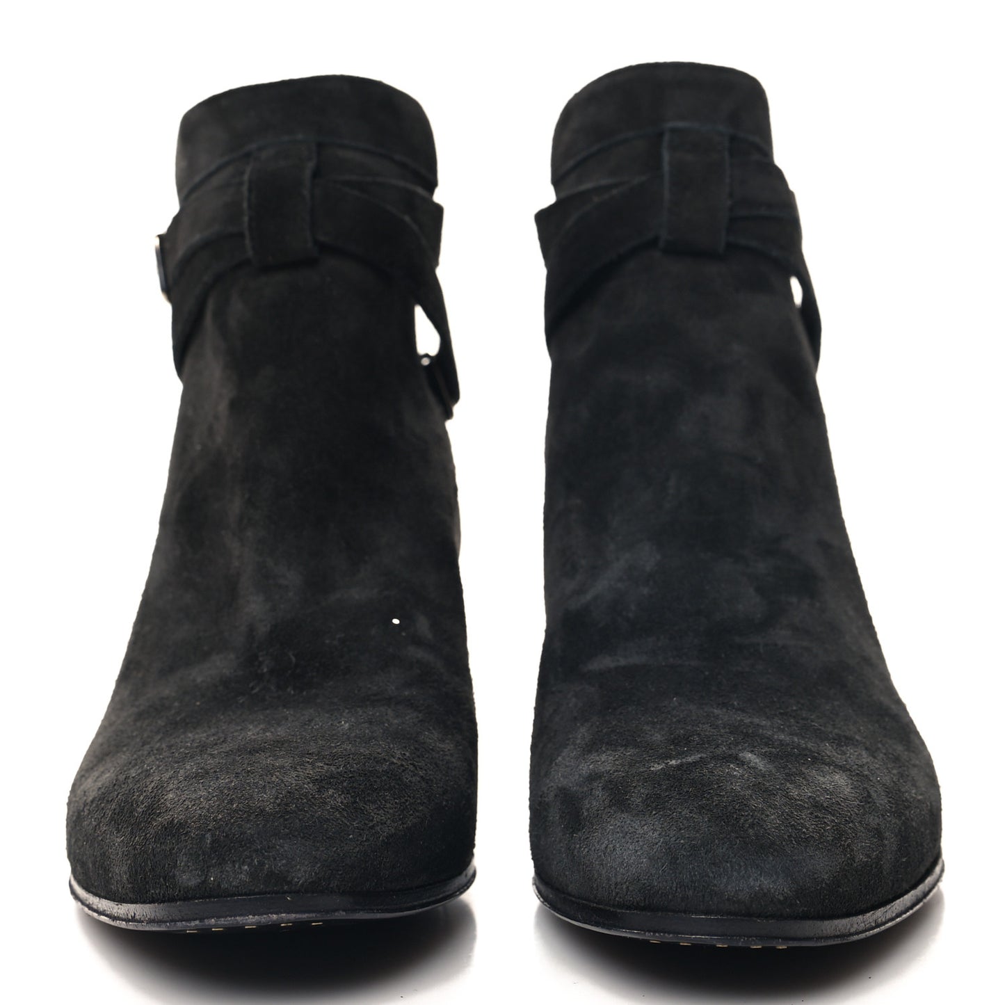 Suede Calfskin Jodhpur Ankle Boots 36.5 Black