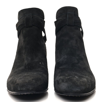 Saint Laurent Suede Calfskin Jodhpur Ankle Boots 36.5 Black 2 of 9