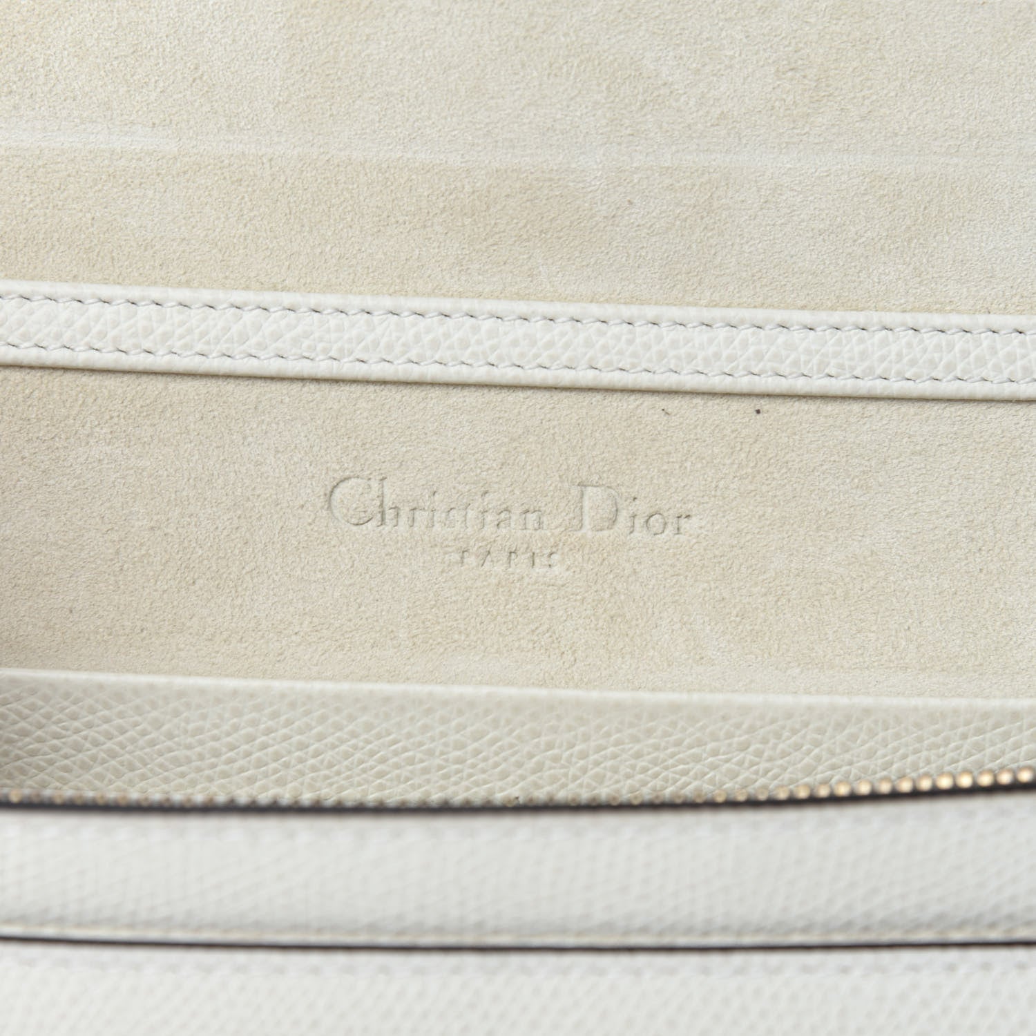Christian Dior Grained Calfskin Saddle Chain Pouch Off White 9 of 11