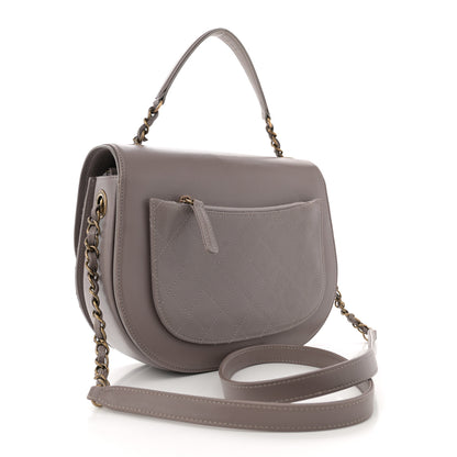 Chanel Shiny Calfskin Goatskin Quilted Medium Coco Curve Messenger Flap Grey 3 of 10