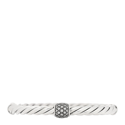 David Yurman Sterling Silver Diamond 6mm Metro Cable Station Bangle Bracelet 1 of 3