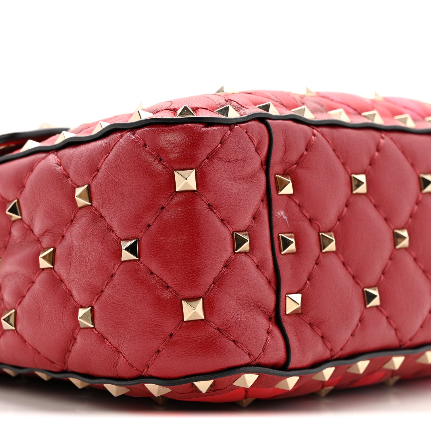 Valentino Garavani Nappa Lettering Print Medium Rockstud Spike Shoulder Bag Red Pink 9 of 13