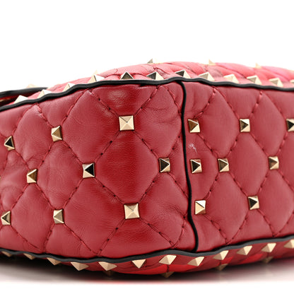 Valentino Garavani Nappa Lettering Print Medium Rockstud Spike Shoulder Bag Red Pink 9 of 13