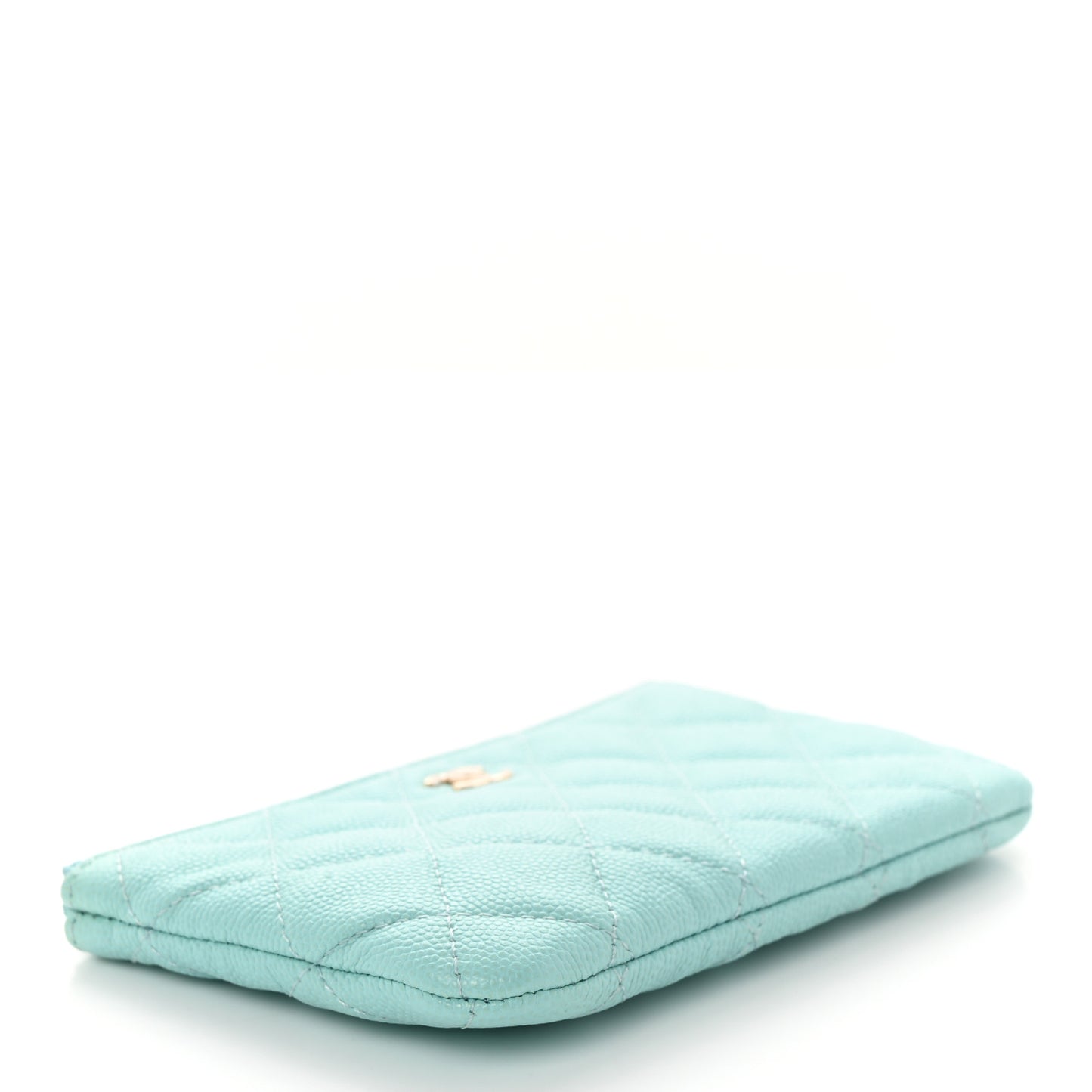 Caviar Quilted Small Cosmetic Case Light Blue