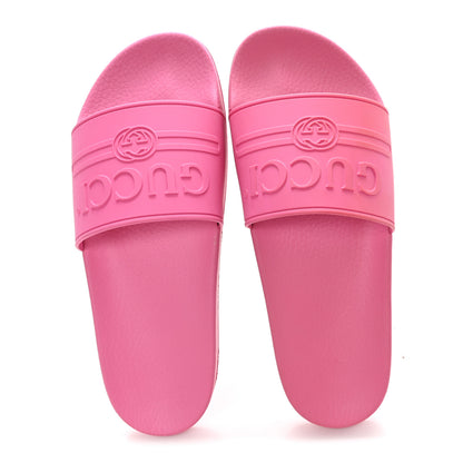 Gucci Rubber Logo Stamped Mens Slide Sandals 11 Fuchsia 2 of 9