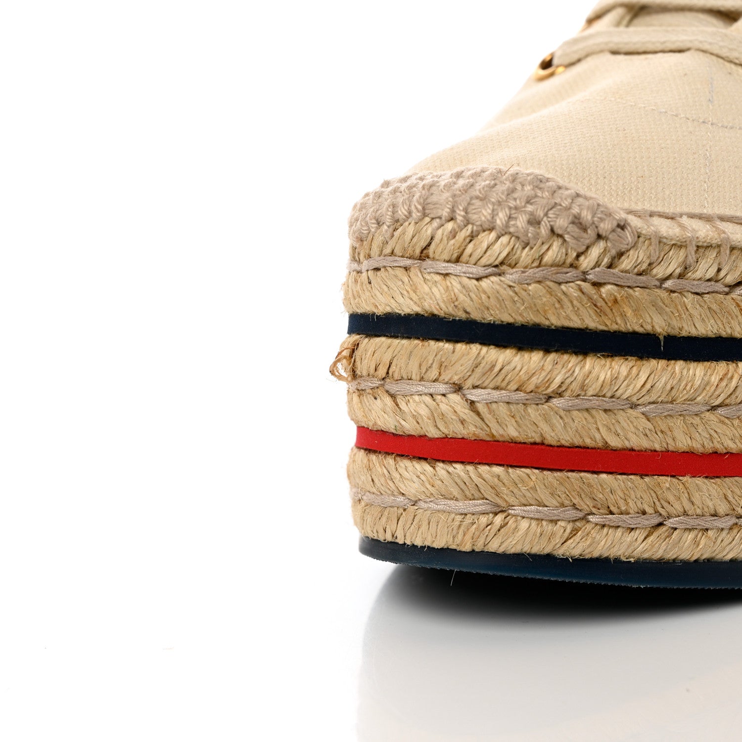 Gucci Canvas Logo Lace-Up Platform Espadrilles 38 Greggio Grege 12 of 13