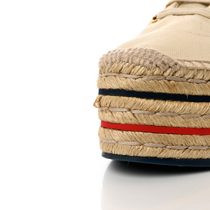 Gucci Canvas Logo Lace-Up Platform Espadrilles 38 Greggio Grege 12 of 13