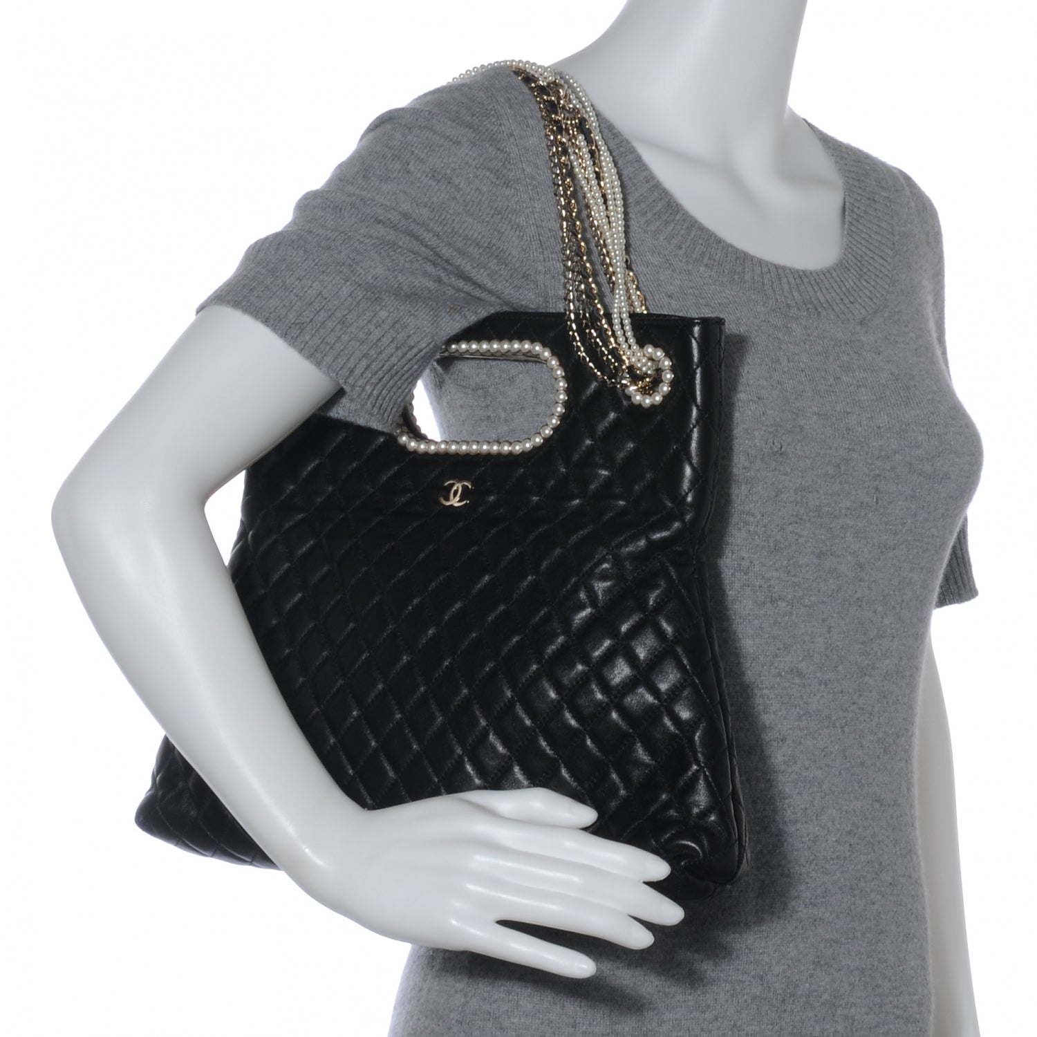 Chanel Lambskin Westminster Pearls Convertible Tote Black 2 of 7
