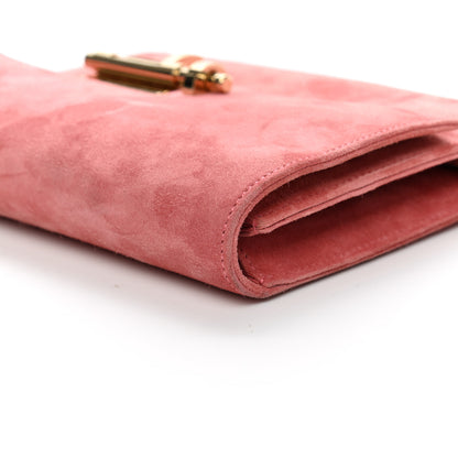 Hermes Veau Doblis Verrou Clutch Rose Indienne 12 of 14