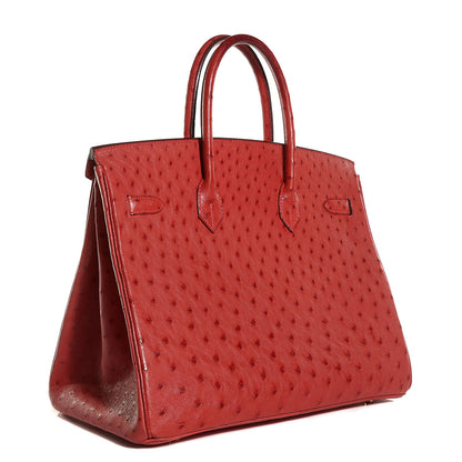 Hermes Ostrich Birkin 35 Rouge Vif 3 of 27