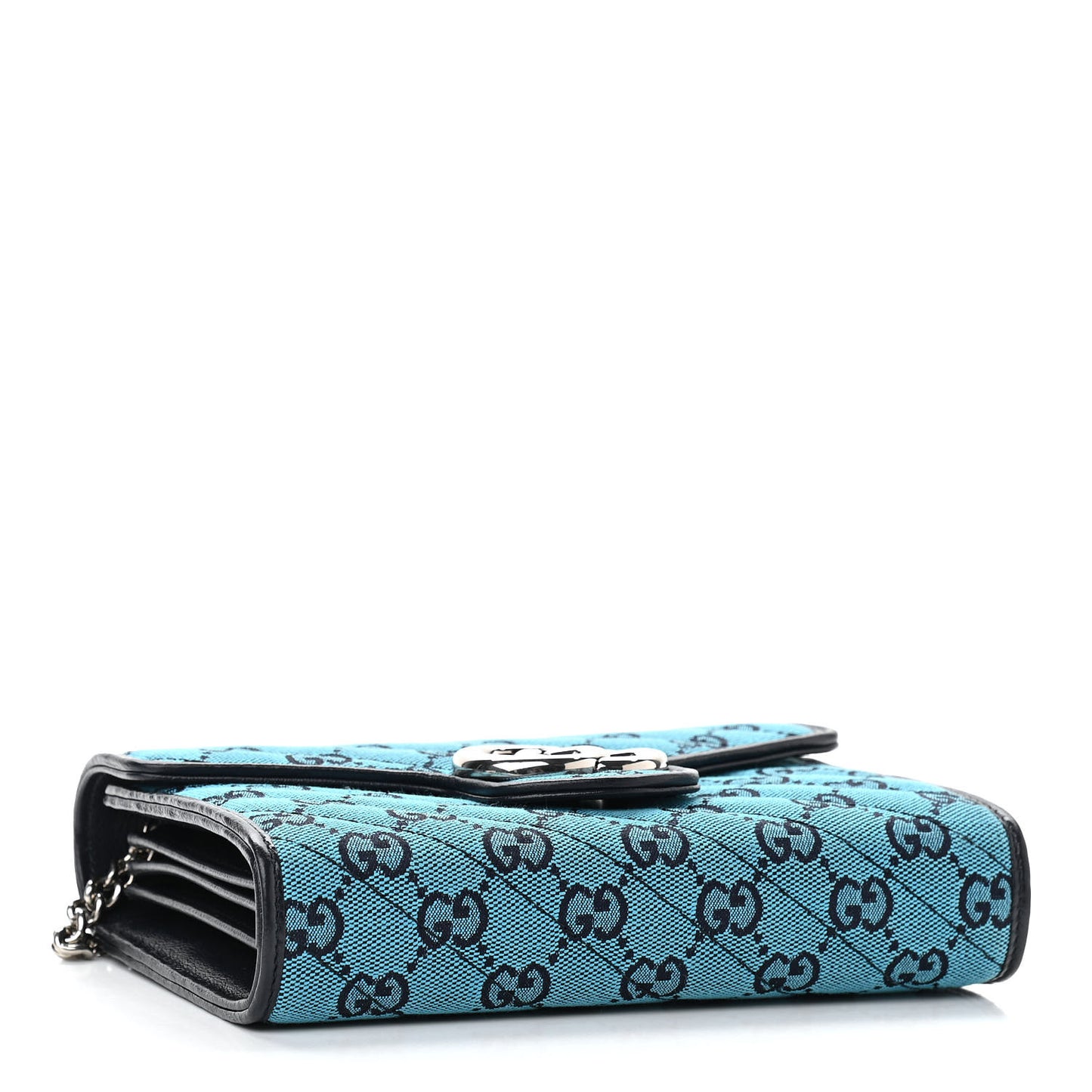 Monogram Multicolor Matelasse Diagonal GG Marmont Chain Wallet Light Blue