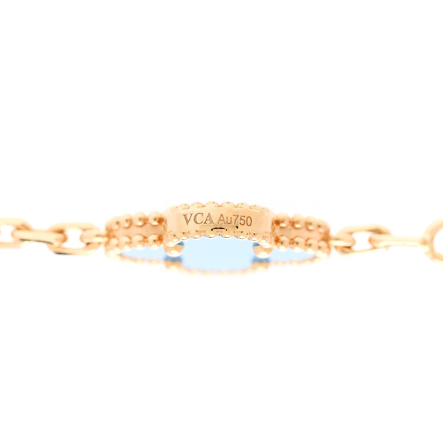 Van Cleef & Arpels 18K Yellow Gold Blue Agate 10 Motifs Vintage Alhambra Necklace 5 of 6