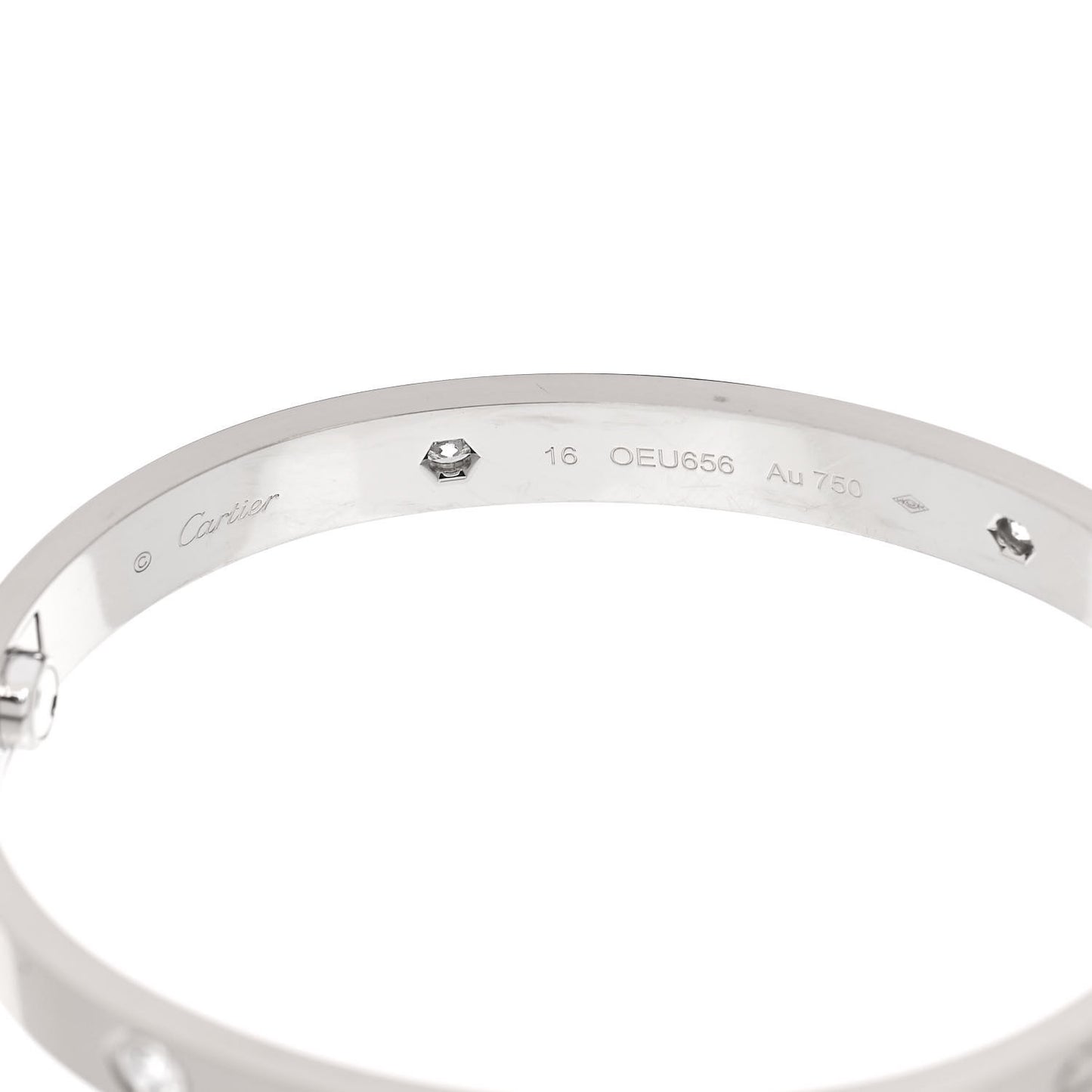 18K White Gold 4 Diamond LOVE Bracelet 16