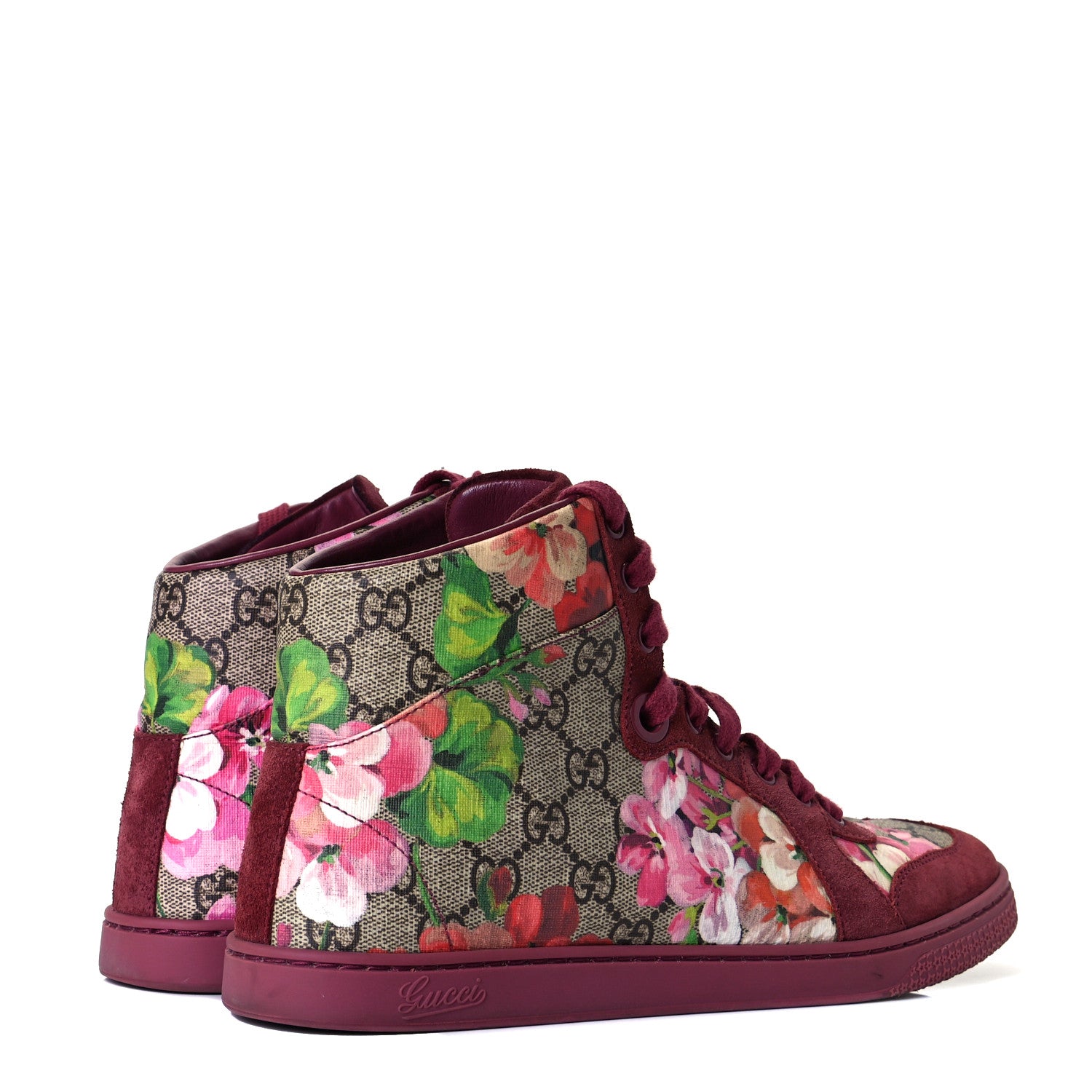 Gucci GG Supreme Monogram Blooms Womens High Top Sneakers 38.5 Beige Multicolor Dry Rose 4 of 9