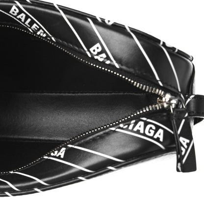 Balenciaga Calfskin Diagonal Allover Logo Print XS Everyday Camera Bag Black White 5 of 9