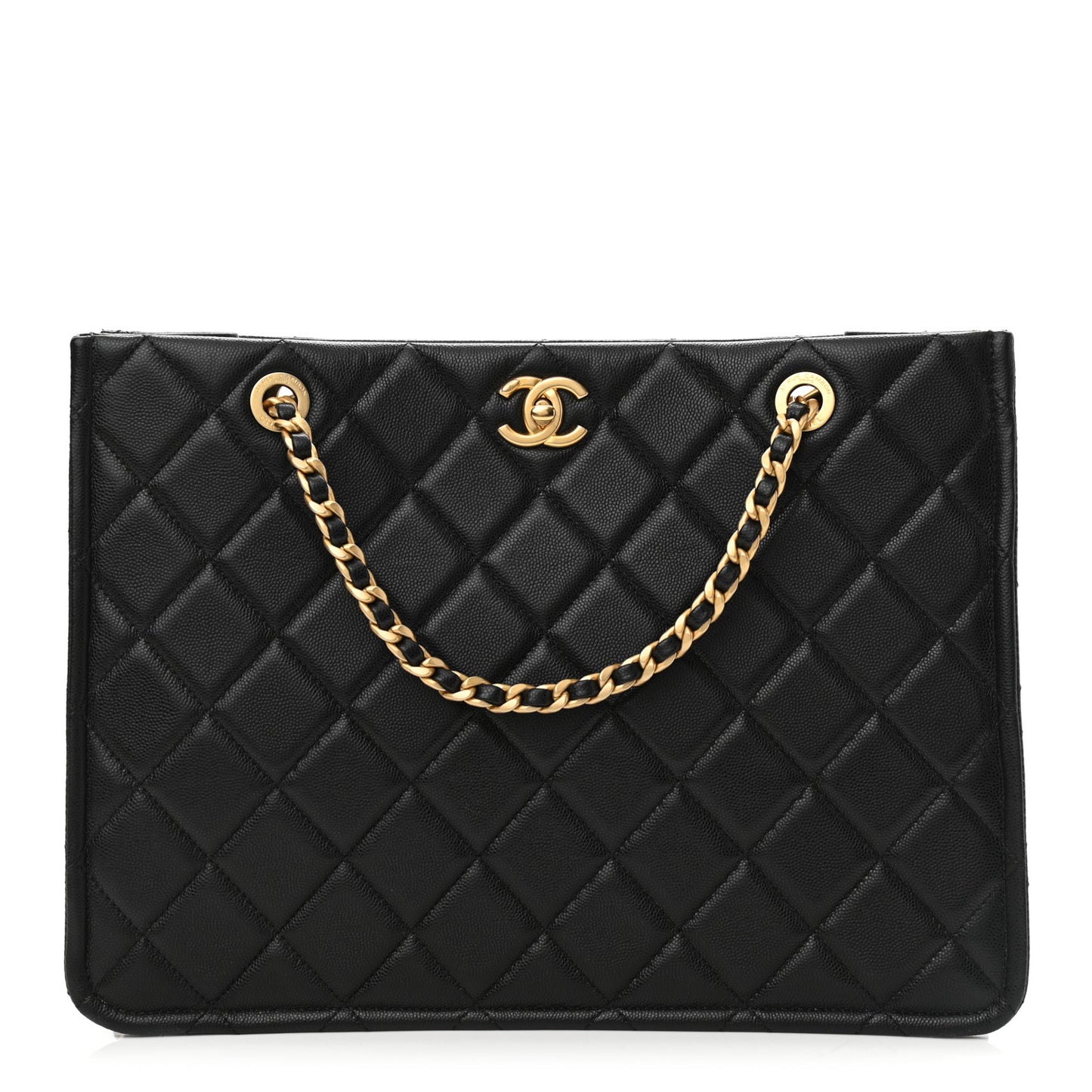 Caviar Quilted Sweet Classic Shopping Tote Black