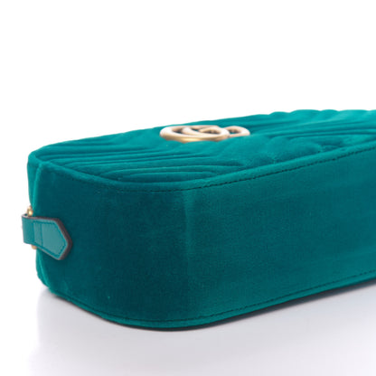 Gucci Velvet Matelasse Small GG Marmont Chain Shoulder Bag Pavone Cyan 8 of 10