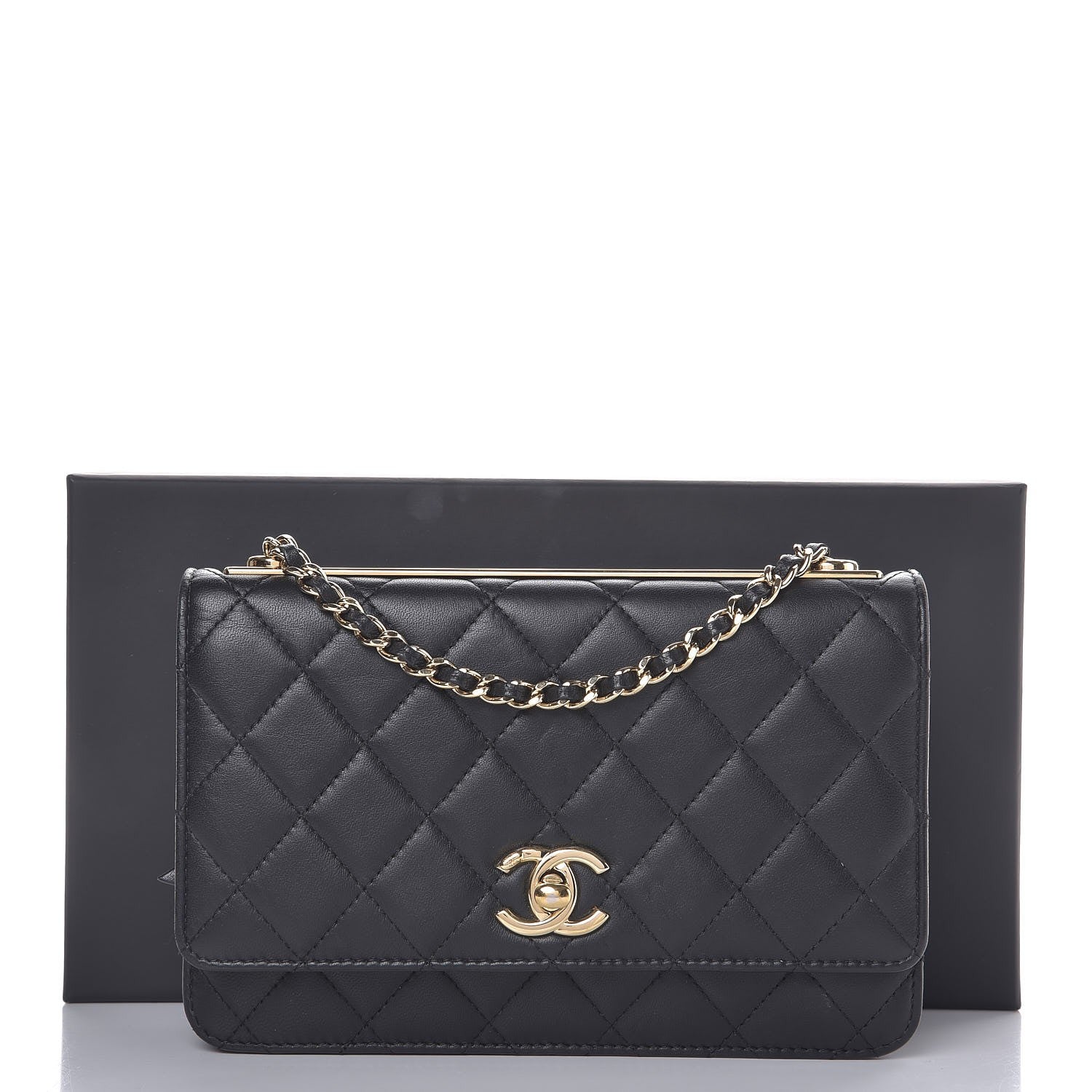 Chanel Lambskin Quilted Trendy CC Wallet On Chain WOC Black 10 of 11
