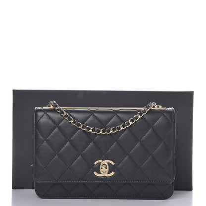 Chanel Lambskin Quilted Trendy CC Wallet On Chain WOC Black 10 of 11