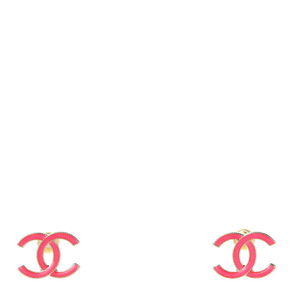 Chanel Enamel CC Earrings Pink Gold 1 of 5