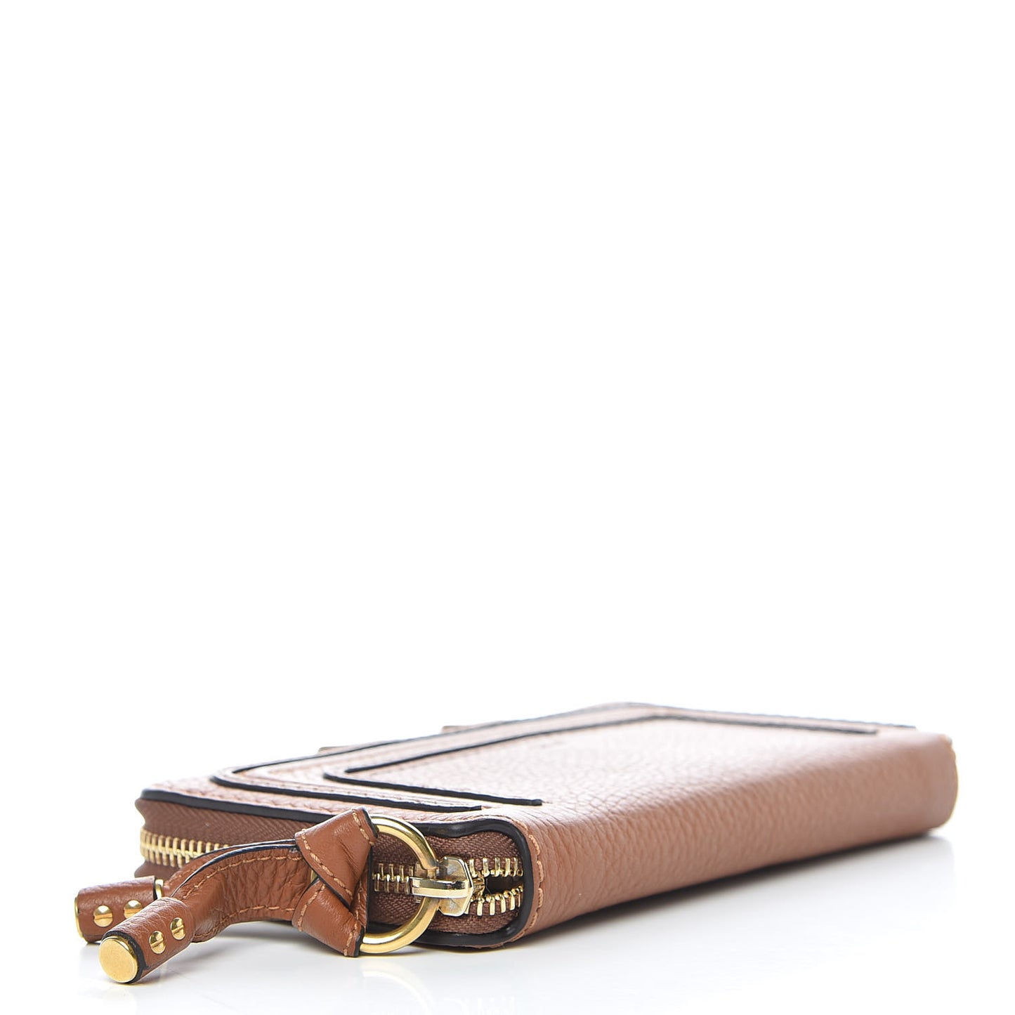 Grained Calfskin Marcie Long Zip Around Wallet Tan