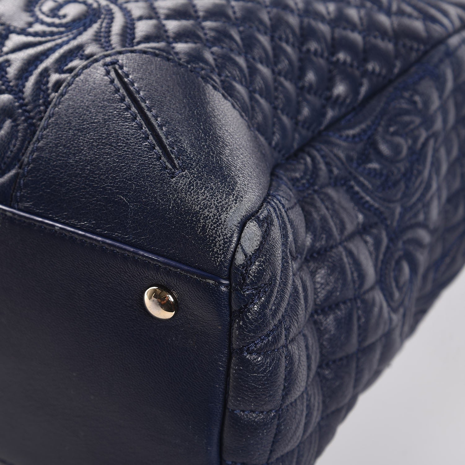 Versace Barocco Quilted Nappa Elettra Vanitas Tote Navy 9 of 18
