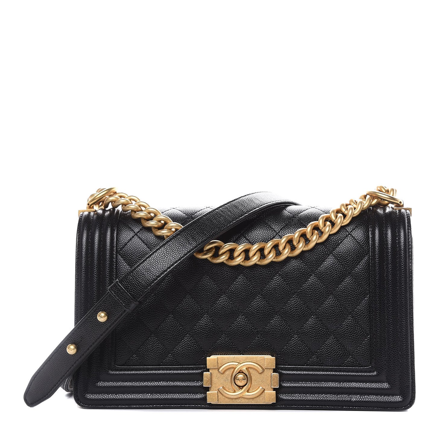 Caviar Quilted Medium Boy Flap Black