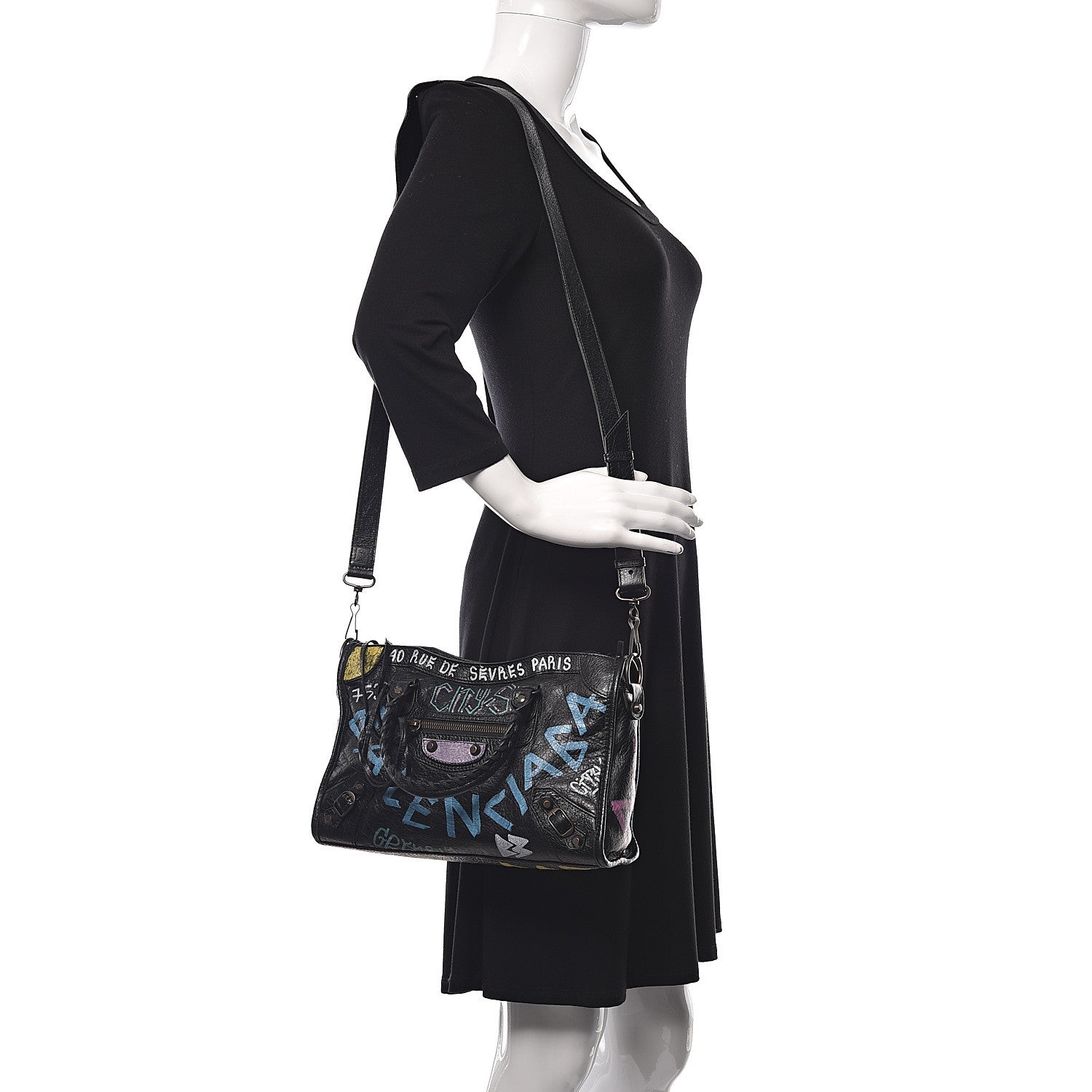 Balenciaga Agneau Graffiti All Over Classic Hardware S City Black Multicolor 2 of 10
