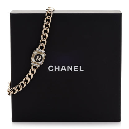 Chanel Metal Glass Pearl Strass CC Pendant Necklace Black Gold 6 of 6