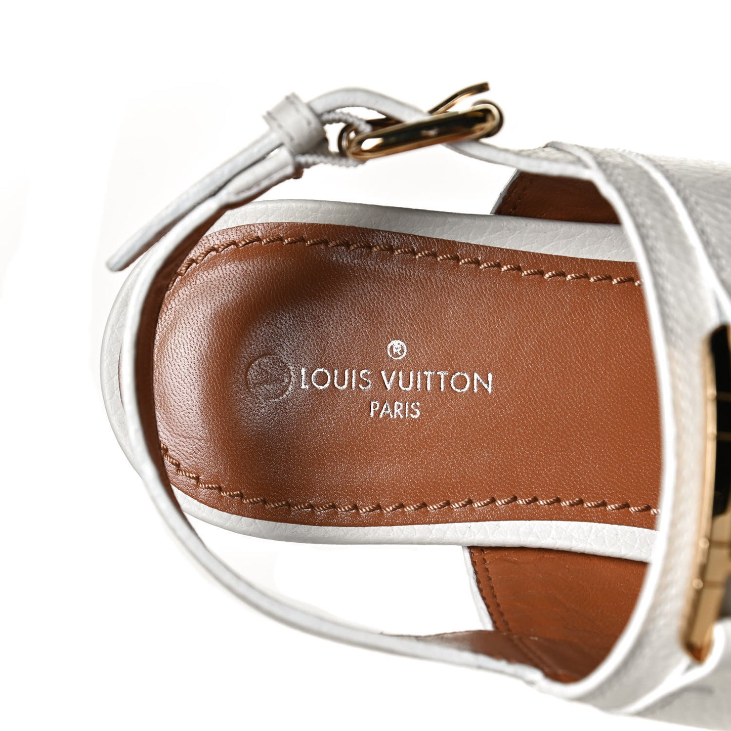 Grained Calfskin Horizon Flat Sandals 37 White