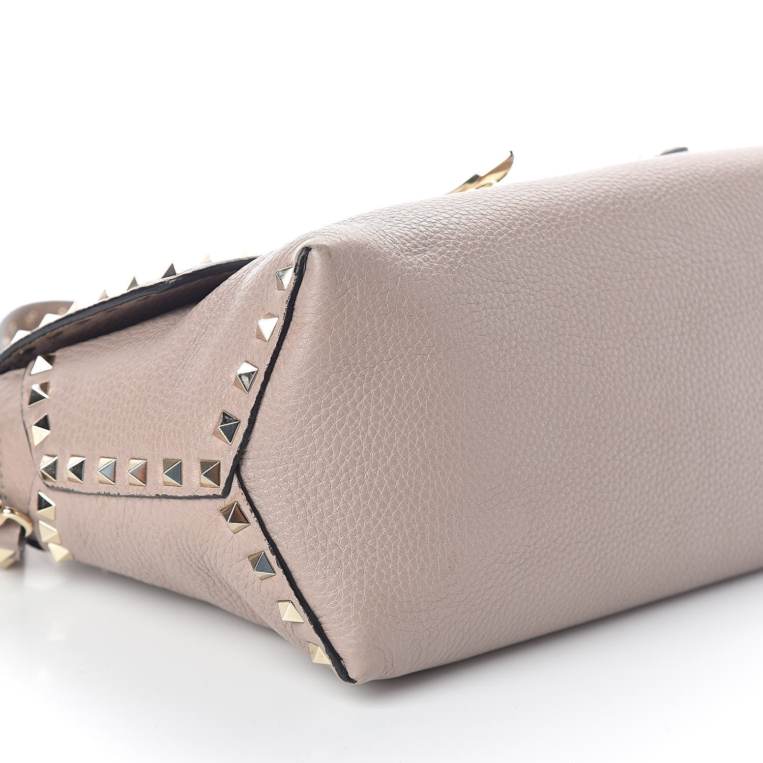 Valentino Garavani Pebbled Calfskin Rockstud Single Handle Flap Bag Poudre 8 of 10