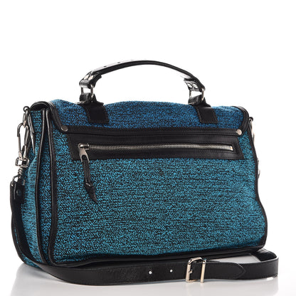 Proenza Schouler Tweed Calfskin Medium PS1 Satchel Emerald Cerulean Ocean 3 of 10