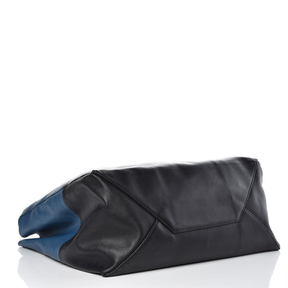 Celine Lambskin Horizontal Bi-Color Cabas Metallic Blue 4 of 10