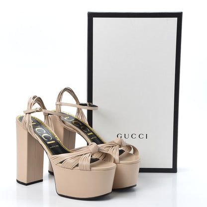 Gucci Malaga Kid Knotted Strap Crawford Platform Sandals 41 Skin Rose 9 of 9