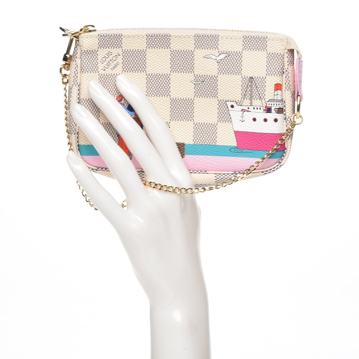 Louis Vuitton Damier Azur 2016 Christmas Animation Mini Pochette Accessories 2 of 8