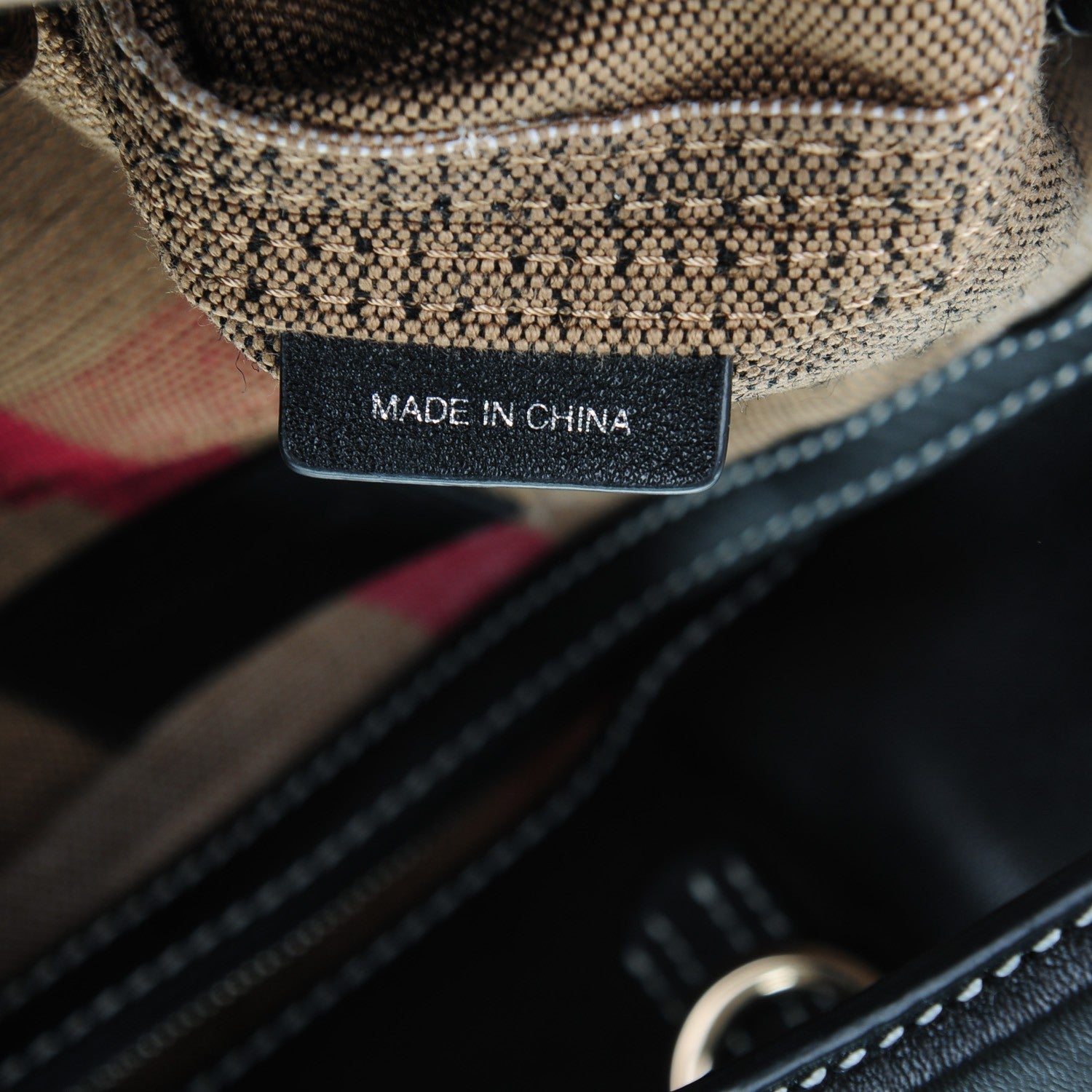 Burberry Canvas Mega Check Medium Ashby Tassel Hobo Black 8 of 8