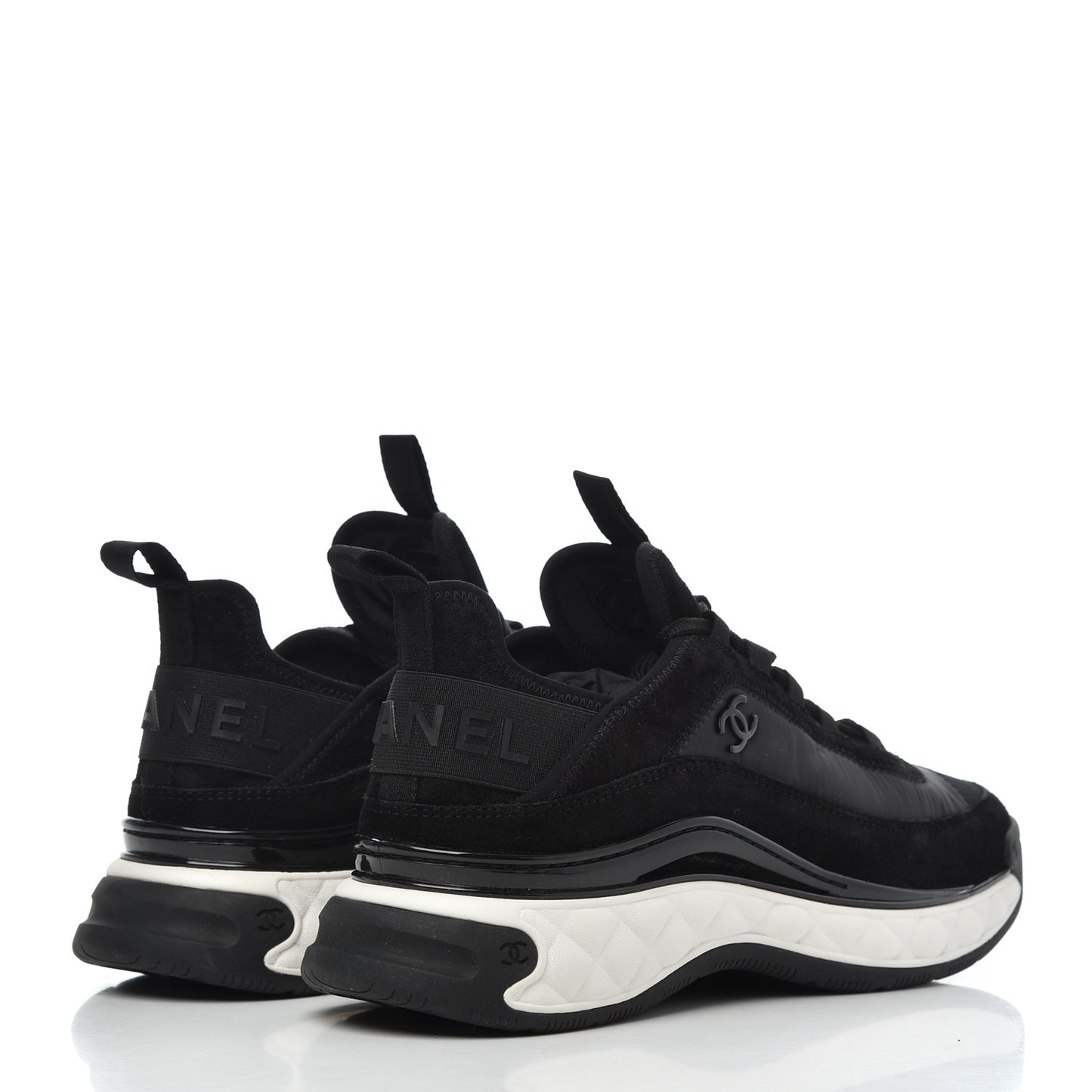 Velvet Calfskin Mixed Fibers CC Sneakers 39.5 Black