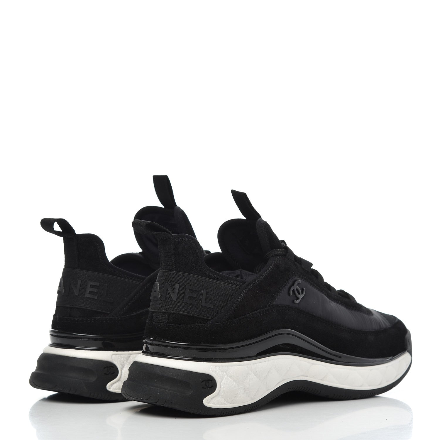 Chanel Velvet Calfskin Mixed Fibers CC Sneakers 39.5 Black 4 of 9