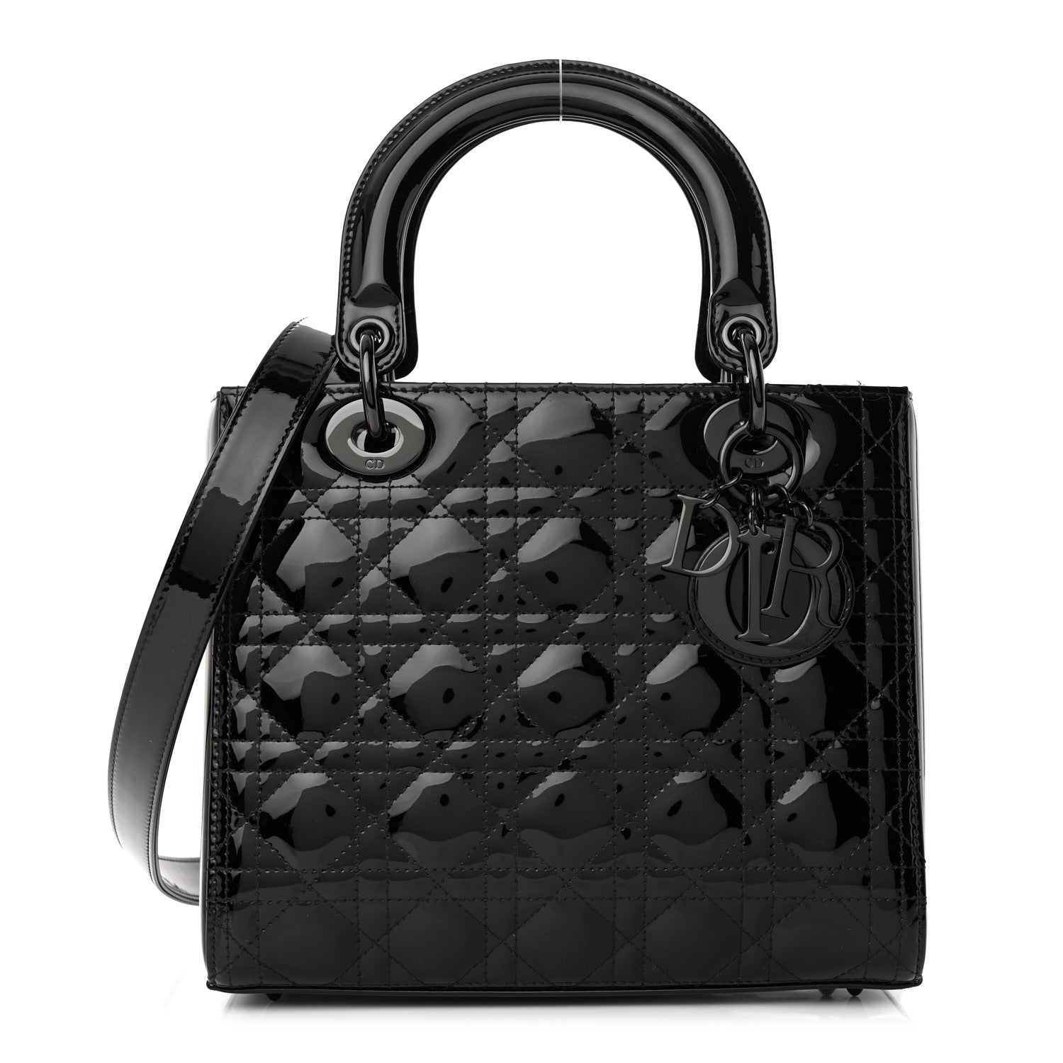Christian Dior Ultraglossy Patent Cannage Medium Lady Dior Black 1 of 9