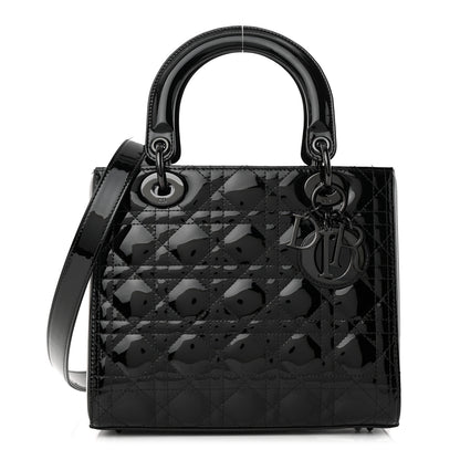 Christian Dior Ultraglossy Patent Cannage Medium Lady Dior Black 1 of 9