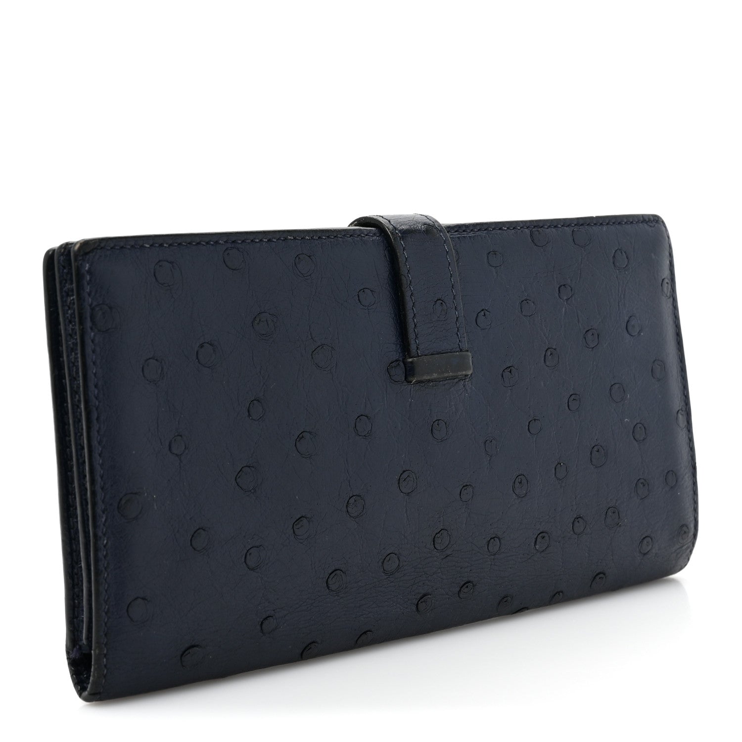 Hermes Ostrich Bearn Wallet Bleu Iris 3 of 17
