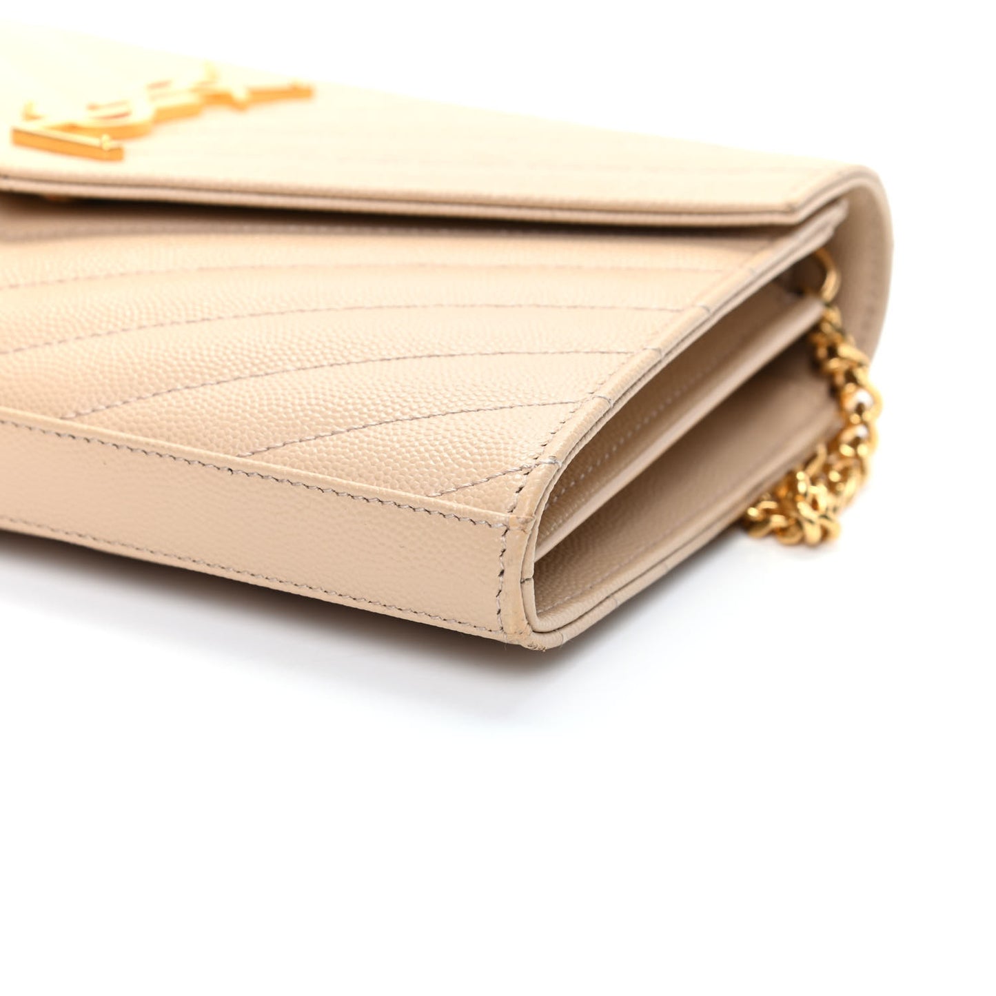 Grain De Poudre Matelasse Chevron Monogram Chain Wallet Nude Powder