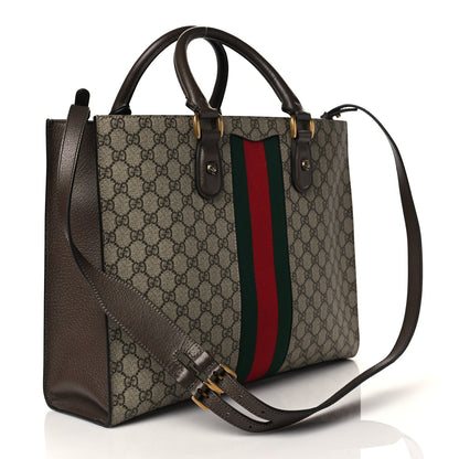 Gucci GG Supreme Monogram Web XL Animalier Top Handle Tote Brown 3 of 10