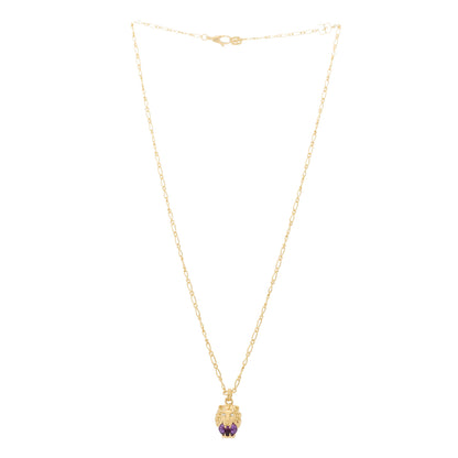 Gucci 18K Yellow Gold Diamond Amethyst Lion Head Necklace 3 of 5