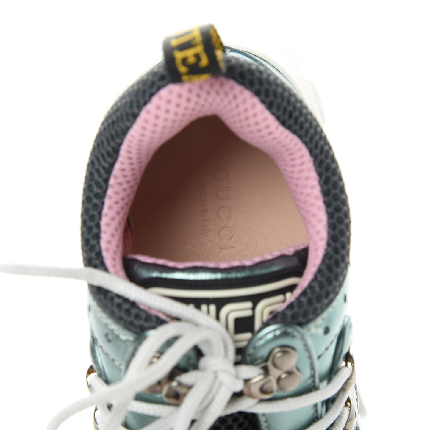 X SEGA Metallic Calfskin Removable Crystals Womens Flashtrek Sneakers 36 Lago Loess Silver