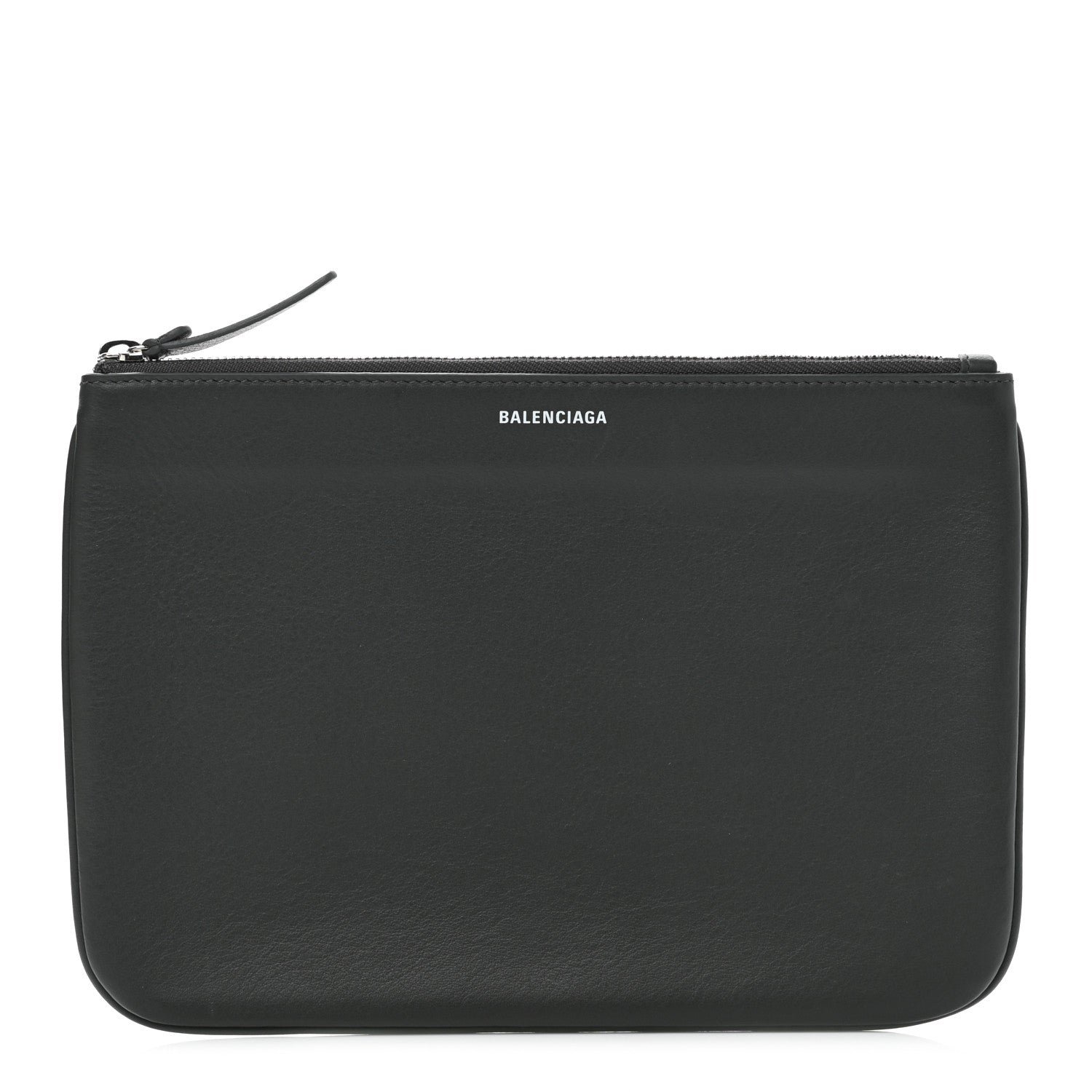 Balenciaga Calfskin Logo Zip Pouch Gris Fossile 1 of 7